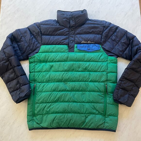 Eddie Bauer Men's "Stratuslite" Down Puff Snap Mock - Picture 1 of 9